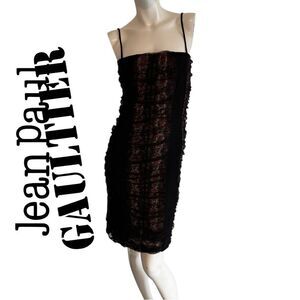 Jean Paul Gaultier Black Lace and Print Dress